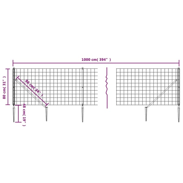 vidaXL Verkkoaita maapiikeillä vihreä 0,8x10 m