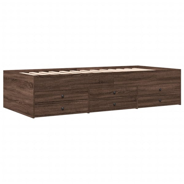 vidaXL Dagseng med skuffer uten Madrass brun eik 75x190 cm