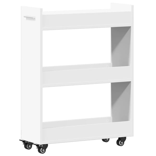 vidaXL Sidebord med hjul hvit 60x22x79 cm konstruert tre