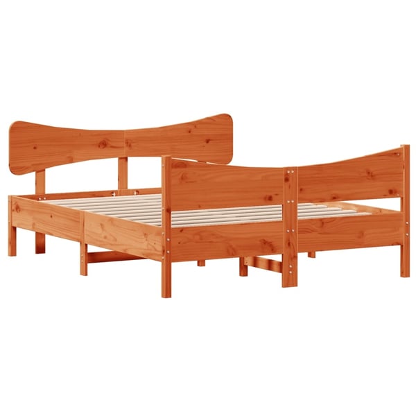 vidaXL Sengeramme uten madrass voksbrun 140x200 cm heltre furu