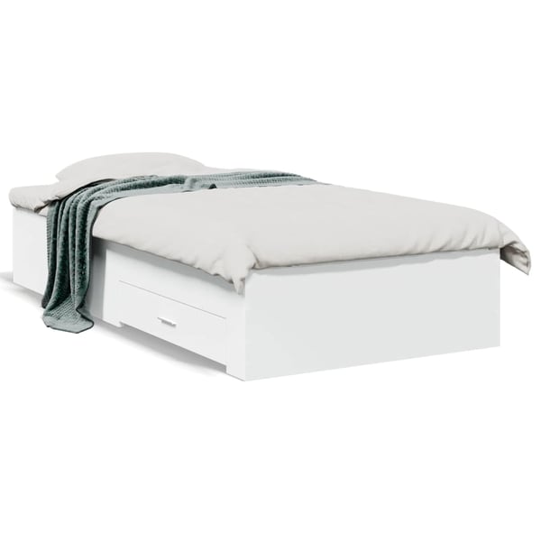 vidaXL Sengeramme med skuffer hvit 90x190 cm konstruert tre
