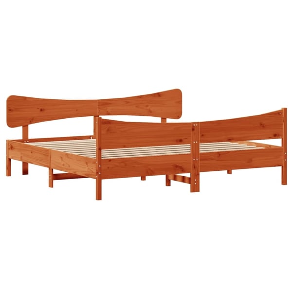vidaXL Sengeramme uten madrass voksbrun 200x200 cm heltre furu