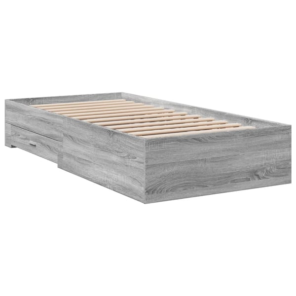 vidaXL Sengeramme med skuffer grå sonoma 90x200 cm konstruert tre