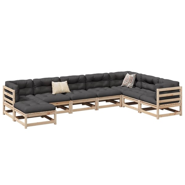 vidaXL sofasæt til haven 8 dele massivt fyrretræ