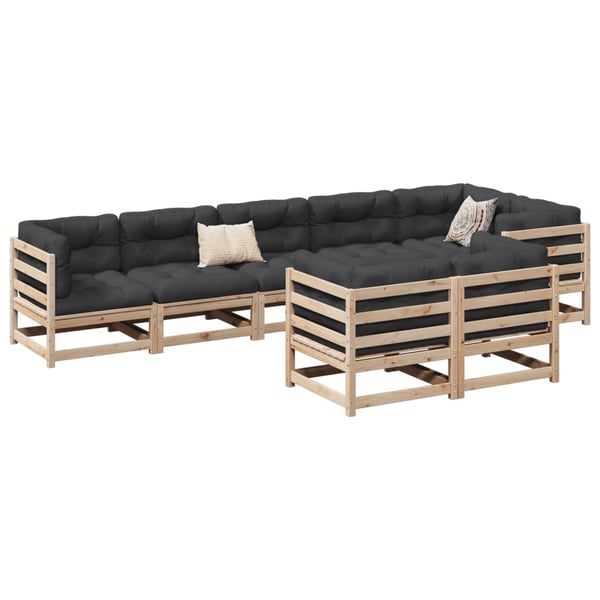 vidaXL sofasæt til haven 8 dele massivt fyrretræ