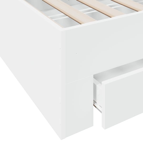 vidaXL Sengeramme med skuffer hvit 100x200 cm konstruert tre