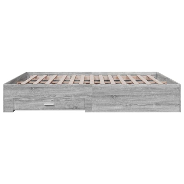 vidaXL Sengeramme med skuffer grå sonoma 200x200 cm konstruert tre