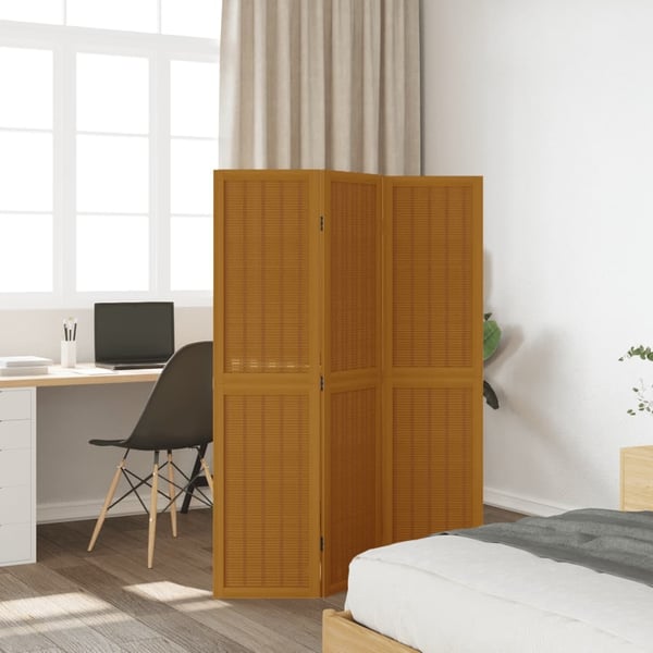 vidaXL Romdeler 3 paneler brun heltre keisertre