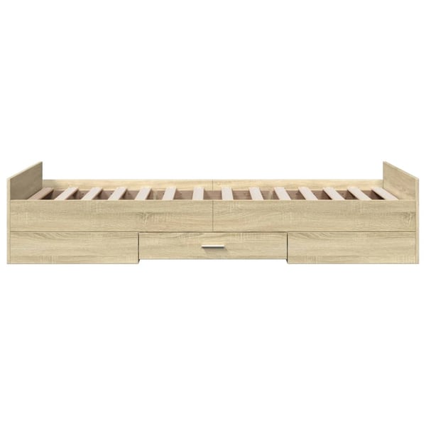 vidaXL Sengeramme med skuffer sonoma eik 75x190 cm konstruert tre