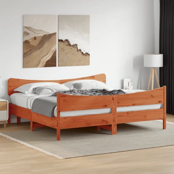 vidaXL Sengeramme uten madrass voksbrun 180x200 cm heltre furu