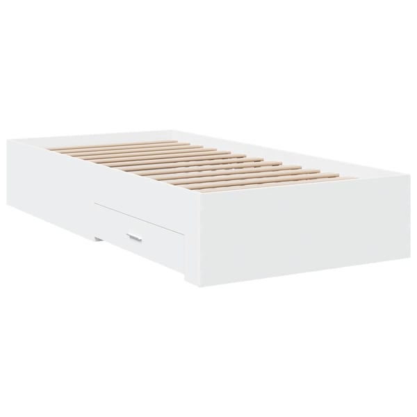 vidaXL Sengeramme med skuffer hvit 90x200 cm konstruert tre