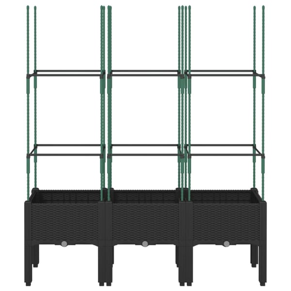 vidaXL Plantekasse med espalier svart 120x40x142,5 cm PP