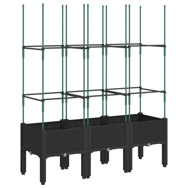 vidaXL Plantekasse med espalier svart 120x40x142,5 cm PP