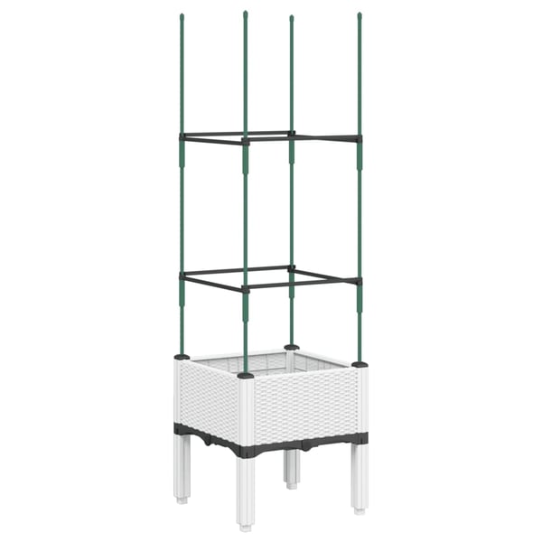 vidaXL Plantekasse med espalier hvit 40x40x142,5 cm PP