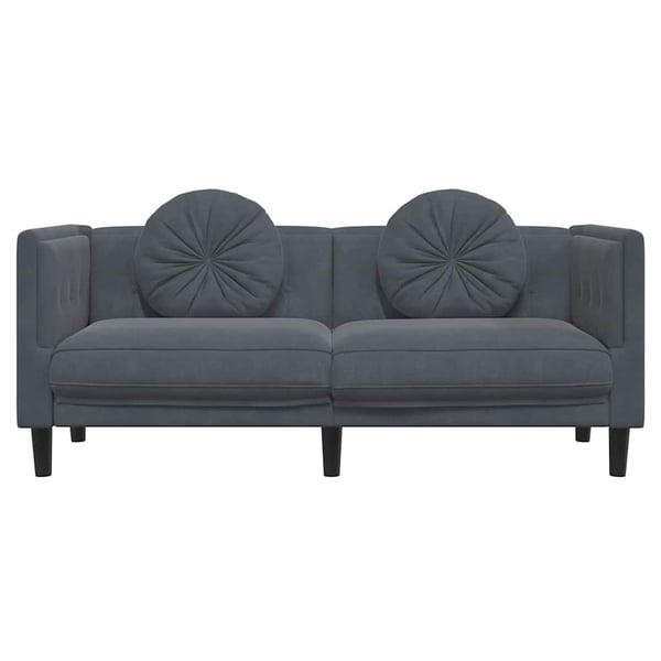 vidaXL 2-personers sofa med hynder velour mørkegrå