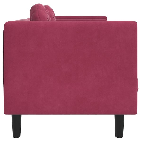 vidaXL 3-personers sofa med hynder velour vinrød