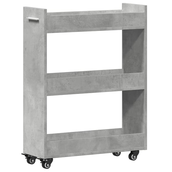 vidaXL Sidebord med hjul betonggrå 60x22x79 cm konstruert tre