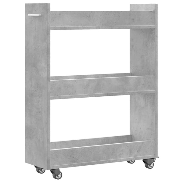 vidaXL Sidebord med hjul betonggrå 60x22x79 cm konstruert tre
