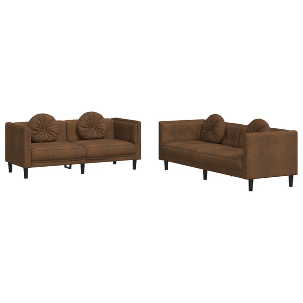vidaXL sofasæt 2 dele med puder velour brun