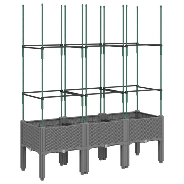 vidaXL Plantekasse med espalier lysegrå 120x40x142,5 cm PP