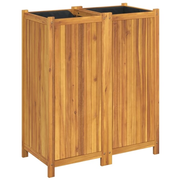 vidaXL Ulkokukkalaatikko vuorella 84x42x100 cm täysi akasiapuu
