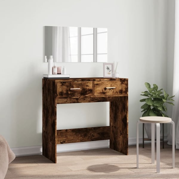 vidaXL makeupbord med spejl 80x39x80 cm røget egetræsfarve