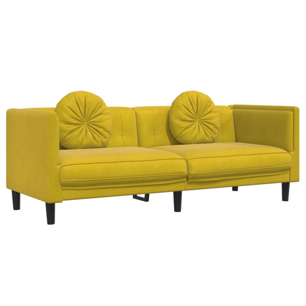 vidaXL sofasæt 2 dele med puder velour gul