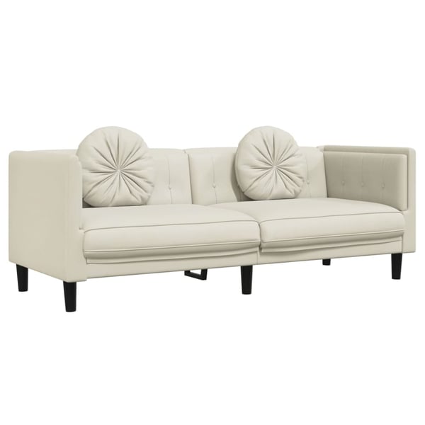 vidaXL sofasæt 3 dele med puder velour cremefarvet
