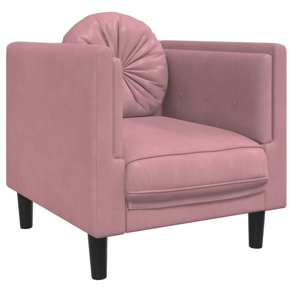 vidaXL Soffgrupp med dynor 3 delar rosa sammet