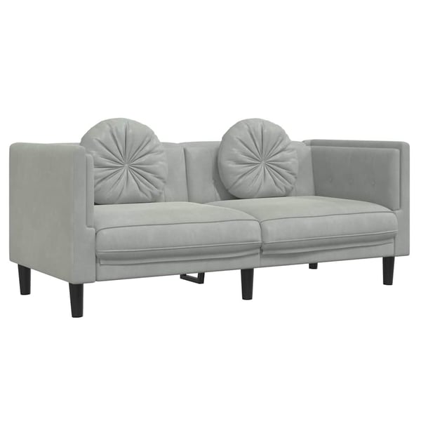 vidaXL 2-personers sofa med hynder velour lysegrå
