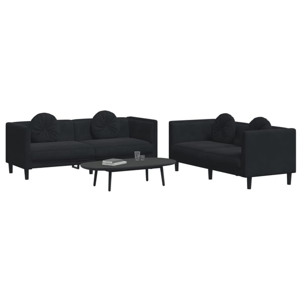vidaXL sofasæt 2 dele med puder velour sort