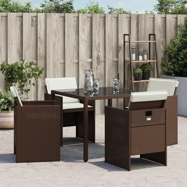 vidaXL havestole 4 stk. med hynder polyrattan brun