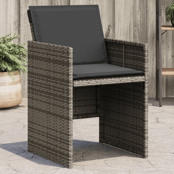 vidaXL havestole med hynder 4 stk. polyrattan grå