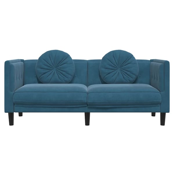 vidaXL 2-personers sofa med hynder velour blå