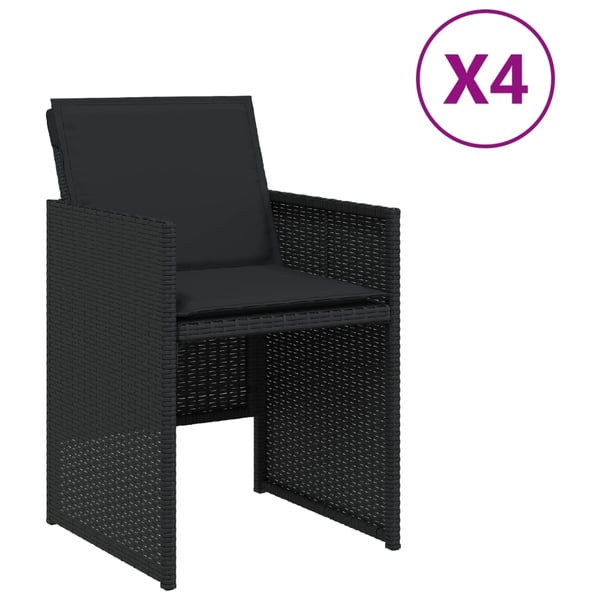 vidaXL havestole med hynder 4 stk. polyrattan sort