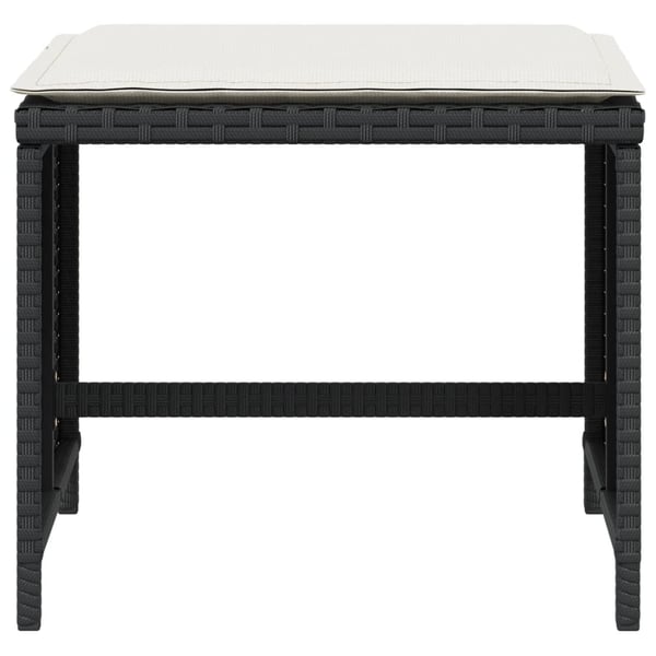vidaXL haveskammel med hynder 4 stk. 40x40x35 cm polyrattan sort