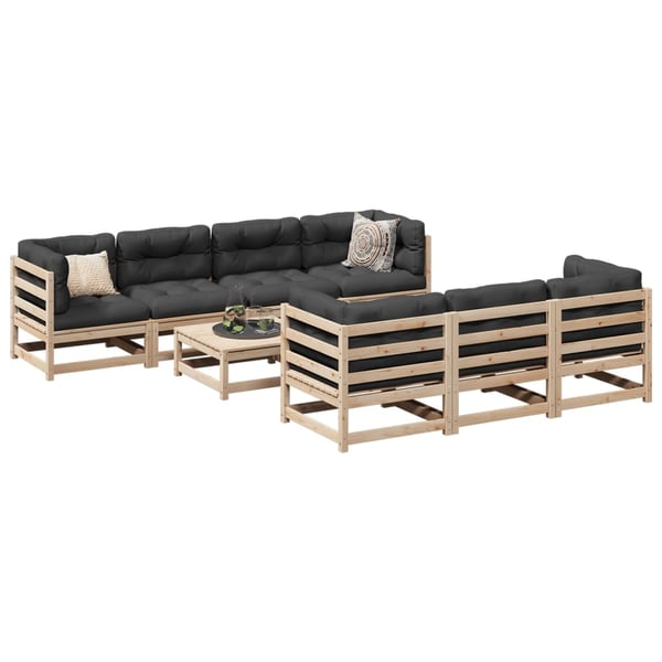 vidaXL sofasæt til haven 8 dele massivt fyrretræ