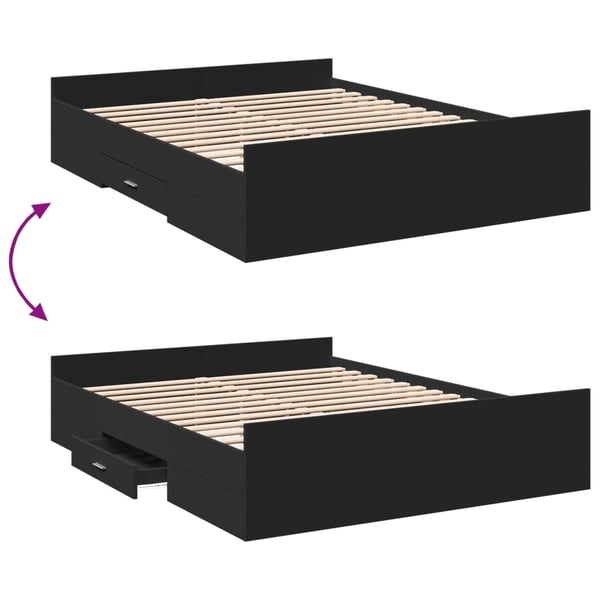 vidaXL Sengeramme med skuffer betonggrå 150x200 cm konstruert tre
