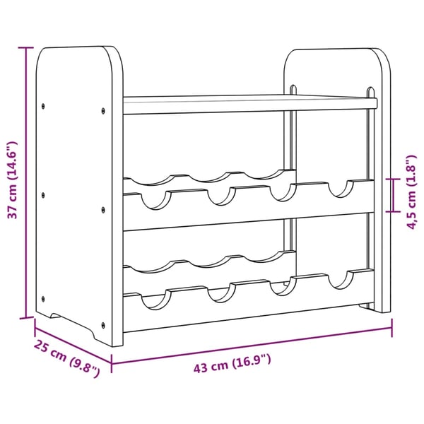 vidaXL Vinstativ med toppbrett 43x25x37 cm heltre furu