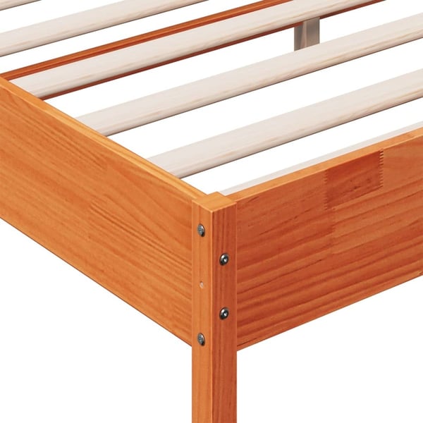 vidaXL Sengeramme uten madrass voksbrun 200x200 cm heltre furu
