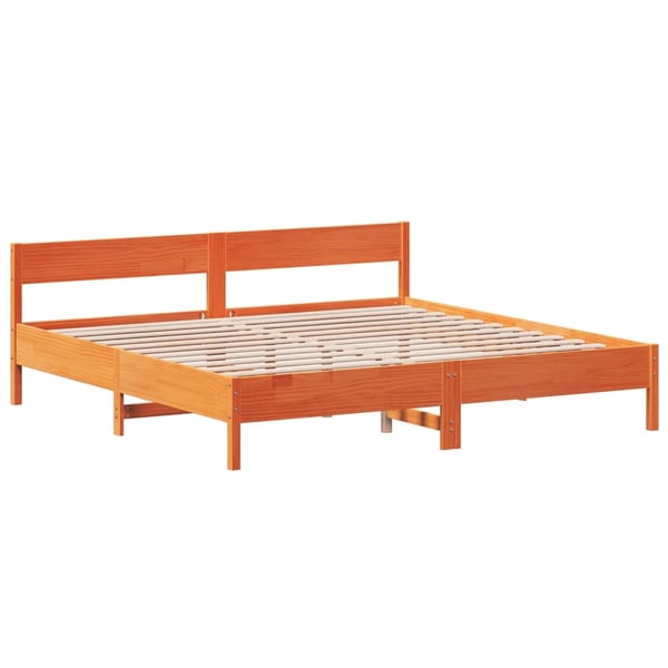 vidaXL Sengeramme uten madrass voksbrun 200x200 cm heltre furu