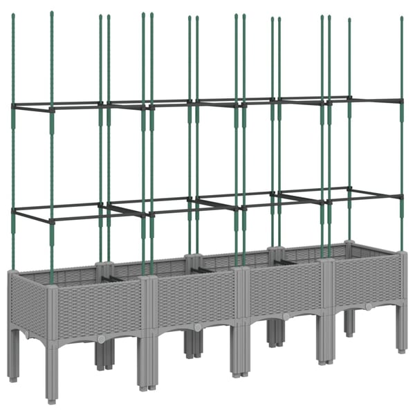 vidaXL Plantekasse med espalier lysegrå 160x40x142,5 cm PP