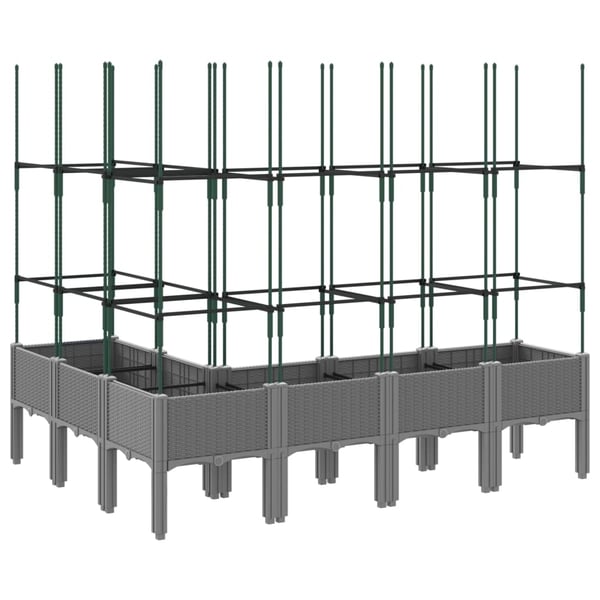 vidaXL Plantekasse med espalier lysegrå 160x120x142,5 cm PP