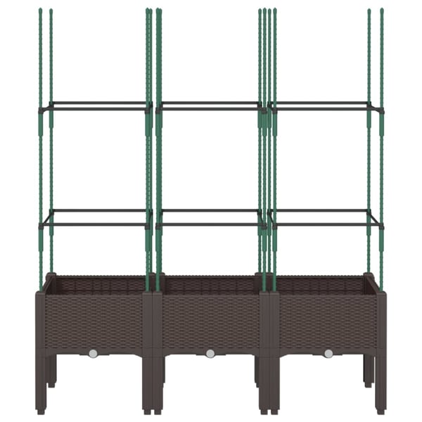 vidaXL Plantekasse med espalier brun 120x40x142,5 cm PP