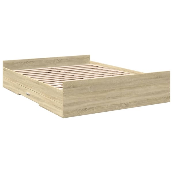 vidaXL Sengeramme med skuffer sonoma eik 150x200 cm konstruert tre