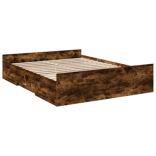 vidaXL Sengeramme med skuffer røkt eik 150x200 cm konstruert tre