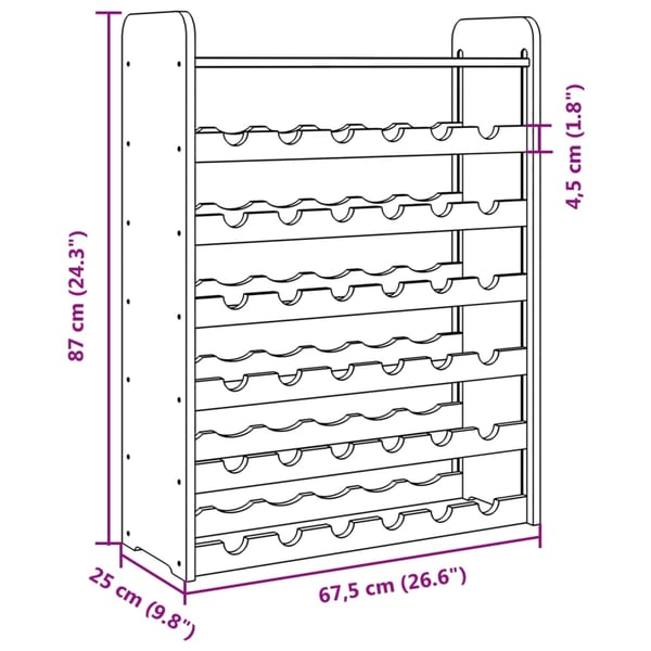 vidaXL Vinstativ med toppbrett 67,5x25x87 cm heltre furu