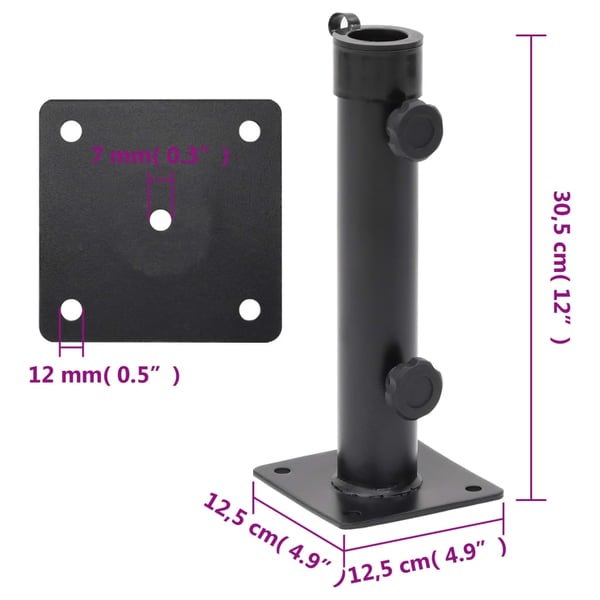 vidaXL parasolholder til Ø38/48 mm stang stål matsort