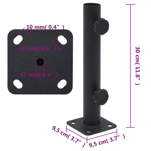 vidaXL parasolholder til Ø32/34/38 mm stang stål matsort