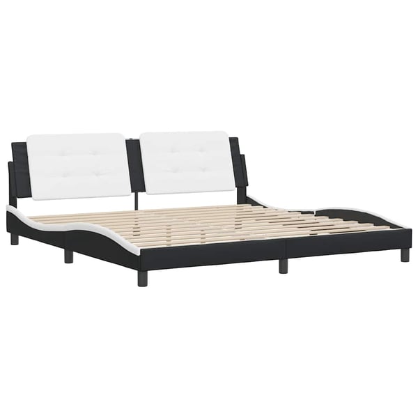 vidaXL sengeramme uden madras Zadar 200x200 cm kunstlæder sort og hvid